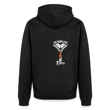 Dice Stop Staring Women Boobs - Unisex Premium Organic Zip Hoodie - black - Back - Nico (187cm)