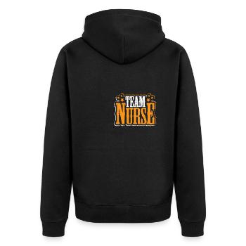 Team Nurse Nursing Hospital Medicine - Unisex Premium Bio Zip Hoodie - Schwarz - Hinten - Nico (187cm)