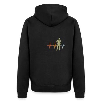 Doctor Heartbeat Medicine Anatomy Heart - Unisex Premium Bio Zip Hoodie - Schwarz - Hinten - Nico (187cm)
