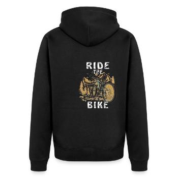 FAHRRAD RIDE THE BIKE - Unisex Premium Bio Zip Hoodie - Schwarz - Hinten - Nico (187cm)