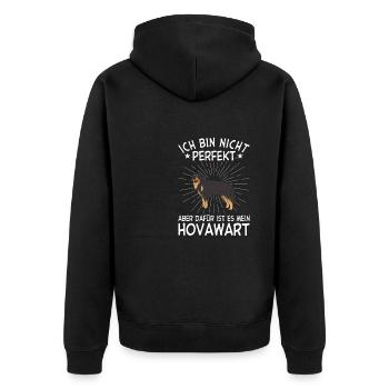 Hovawart Hund Dog Hundehalter - Unisex Premium Bio Zip Hoodie - Schwarz - Hinten - Nico (187cm)