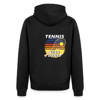 TENNIS WAS SONST - Unisex Premium Bio Zip Hoodie - Schwarz - Hinten - Nico (187cm)