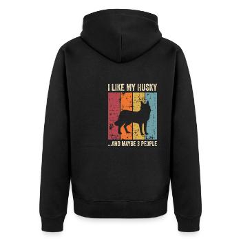 Husky Dog Dog Propriétaire de chien - Veste à capuche bio Premium Unisexe - noir - Dos - Nico (187cm)