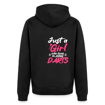 Juste une fille qui aime jouer au Darts Disc Club - Veste à capuche bio Premium Unisexe - noir - Dos - Nico (187cm)