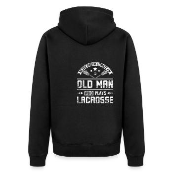 Never underestimate an old man who plays Lacrosse - Unisex Premium Organic Zip Hoodie - black - Back - Nico (187cm)