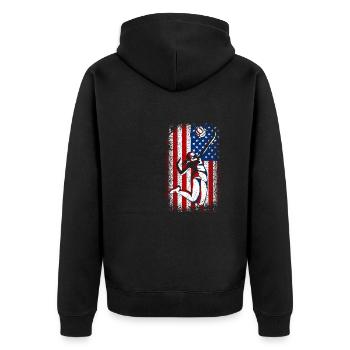 Usa american flag patriotic volleyball 4th of july - Unisex Premium Bio Zip Hoodie - Schwarz - Hinten - Nico (187cm)