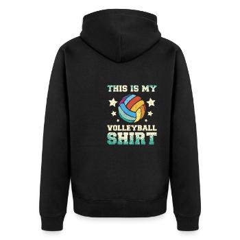 This is my volleyball - Unisex Premium Bio Zip Hoodie - Schwarz - Hinten - Nico (187cm)