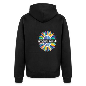 hippie seele - Unisex Premium Bio Zip Hoodie - Schwarz - Hinten - Nico (187cm)
