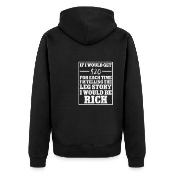 Leg surgery wheelchair lost leg - Unisex Premium Organic Zip Hoodie - black - Back - Nico (187cm)