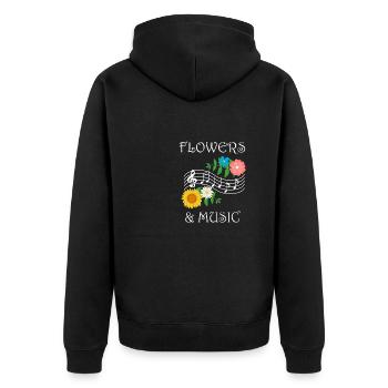 Blumen und Musiknoten Clef Piao Professioneller - Unisex Premium Bio Zip Hoodie - Schwarz - Hinten - Nico (187cm)