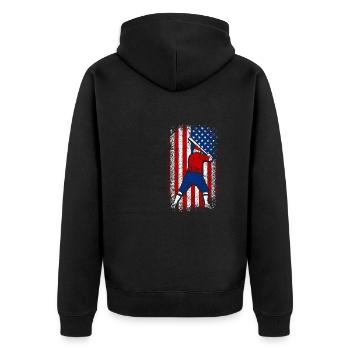 Usa drapeau américain baseball patriotique 4 juillet - Veste à capuche bio Premium Unisexe - noir - Dos - Nico (187cm)