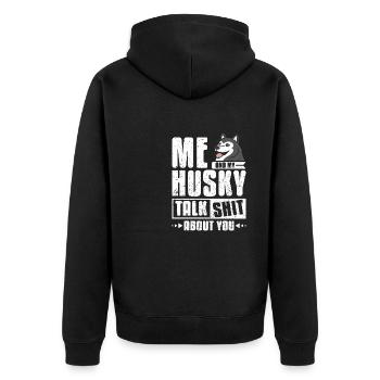 Moi et mon husky parlons de toi - Veste à capuche bio Premium Unisexe - noir - Dos - Nico (187cm)