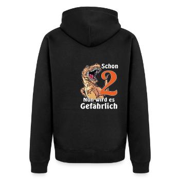 GEBURTSTAG Schon 2 - Unisex Premium Bio Zip Hoodie - Schwarz - Hinten - Nico (187cm)