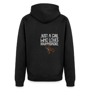 Doge teckel à poil dur Dog Propriétaire de chien - Veste à capuche bio Premium Unisexe - noir - Dos - Nico (187cm)