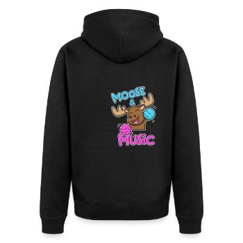 Dancing Moose Music Notes Musician Deer Elk - Unisex Premium Organic Zip Hoodie - black - Back - Nico (187cm)