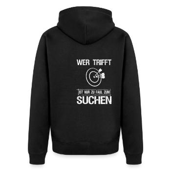 Wer Trifft Ist Zu Faul Zum Suchen Bogenschütze - Unisex Premium Bio Zip Hoodie - Schwarz - Hinten - Nico (187cm)