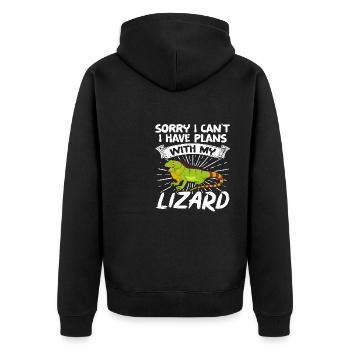 Lizards Reptile Sorry I can't I h - Unisex Premium Organic Zip Hoodie - black - Back - Nico (187cm)
