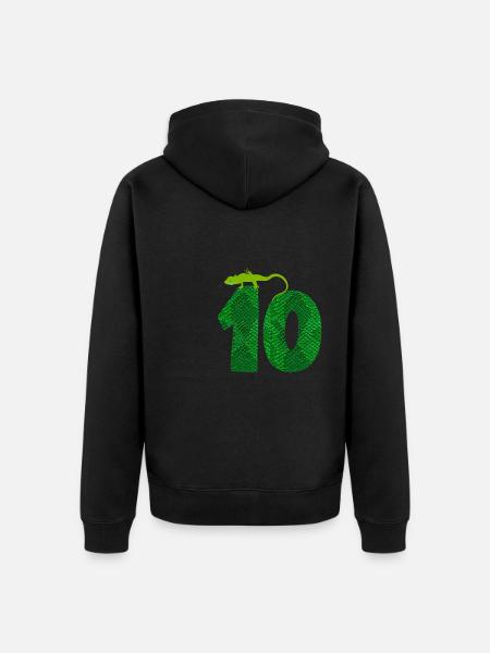 10. Geburtstag Eidechse 10 Reptil Thema Party Zehn - Unisex Premium Bio Zip Hoodie - Schwarz