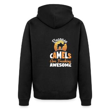 Because Camels Are Freaking Awesome - Unisex Premium Organic Zip Hoodie - black - Back - Nico (187cm)