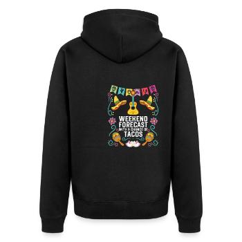 Prévisions du week-end avec possibilité de tacos mexicains - Veste à capuche bio Premium Unisexe - noir - Dos - Nico (187cm)
