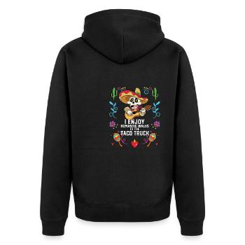 I Enjoy Romantic Walks To Taco Truck Taco Eater - Unisex Premium Bio Zip Hoodie - Schwarz - Hinten - Nico (187cm)