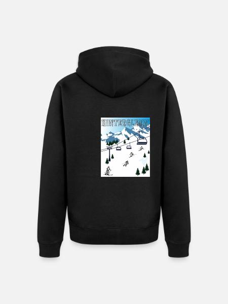 SCHI FAHREN HINTERGLEMM - Unisex Premium Bio Zip Hoodie - Schwarz