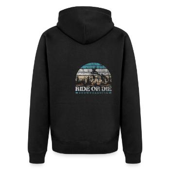 RIDE OR DIE SNOWBOARDING - Unisex Premium Organic Zip Hoodie - black - Back - Nico (187cm)