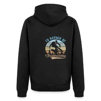 I'D RATHER BE SNOWBOARDING - Unisex Premium Bio Zip Hoodie - Schwarz - Hinten - Nico (187cm)