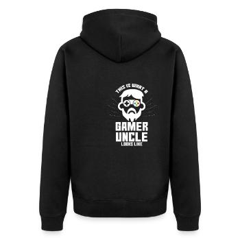 This Is What A Gamer Uncle Looks Like - Unisex Premium Organic Zip Hoodie - black - Back - Nico (187cm)