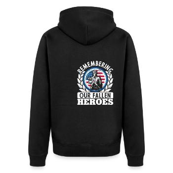 Memorial Day Commemoration of Our Fallen Heroes - Unisex Premium Organic Zip Hoodie - black - Back - Nico (187cm)