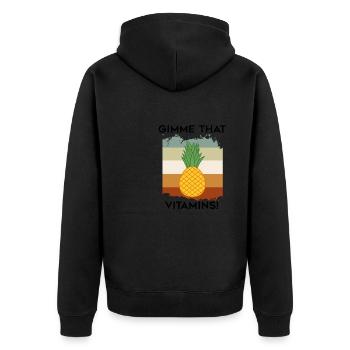 Gimme Vitamins Healthy Pineapple Exotic Fruits - Unisex Premium Organic Zip Hoodie - black - Back - Nico (187cm)