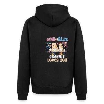 Pink or Blue Grannie Loves You Best Grandma Ever - Unisex Premium Bio Zip Hoodie - Schwarz - Hinten - Nico (187cm)