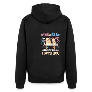 Pink or Blue Great-Grandma Loves You Best - Unisex Premium Bio Zip Hoodie - Schwarz - Hinten - Nico (187cm)