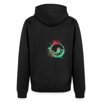 Splash Art Lacrosse - Unisex Premium Bio Zip Hoodie - Schwarz - Hinten - Nico (187cm)