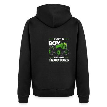 Just a boy who loves tractor farmers - Unisex Premium Organic Zip Hoodie - black - Back - Nico (187cm)