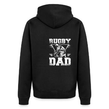 Fathers day Daddy Rugby Dad - Unisex Premium Organic Zip Hoodie - black - Back - Nico (187cm)