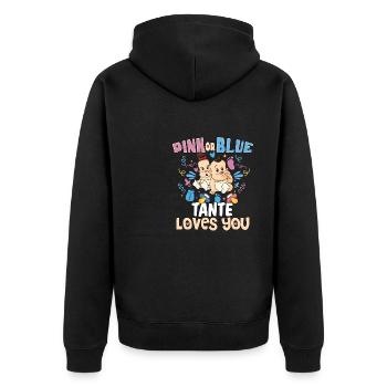 Pink or Blue Tante Loves You Best Auntie Ever - Unisex Premium Organic Zip Hoodie - black - Back - Nico (187cm)
