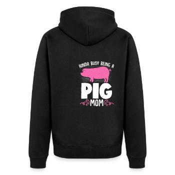 Schwein Mama Landwirt Mutter Schweineliebhaber Ban - Unisex Premium Bio Zip Hoodie - Schwarz - Hinten - Nico (187cm)