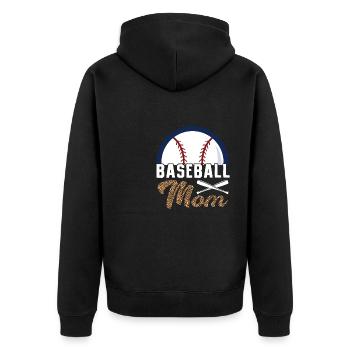 Baseball Mom Mutter Baseballspieler Muttertag - Unisex Premium Bio Zip Hoodie - Schwarz - Hinten - Nico (187cm)