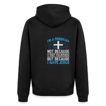Kleriker Glaube an Gott Gläubiger Christliche Lieb - Unisex Premium Bio Zip Hoodie - Schwarz - Hinten - Nico (187cm)