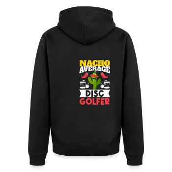 Cinco de Mayo Nacho Average Disc Golfer Mexikanisc - Unisex Premium Bio Zip Hoodie - Schwarz - Hinten - Nico (187cm)