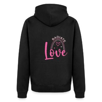 Strahlen Liebe Sich Selbst Urlaub Liebe Pink - Unisex Premium Bio Zip Hoodie - Schwarz - Hinten - Nico (187cm)