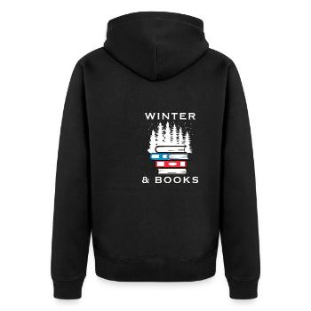 Buchlesung Winter Natur Landschaft Schnee - Unisex Premium Bio Zip Hoodie - Schwarz - Hinten - Nico (187cm)