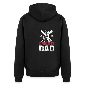 Fathers Day Daddy Cricket Dad - Unisex Premium Bio Zip Hoodie - Schwarz - Hinten - Nico (187cm)