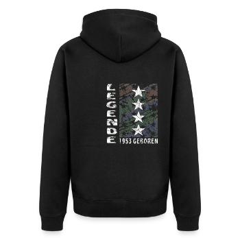 GEBURTSTAG LEGENDE 1953 GEBOREN - Unisex Premium Bio Zip Hoodie - Schwarz - Hinten - Nico (187cm)