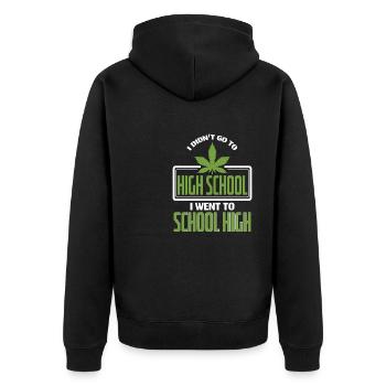 I Went To School High Weed Pun - Unisex Premium Organic Zip Hoodie - black - Back - Nico (187cm)