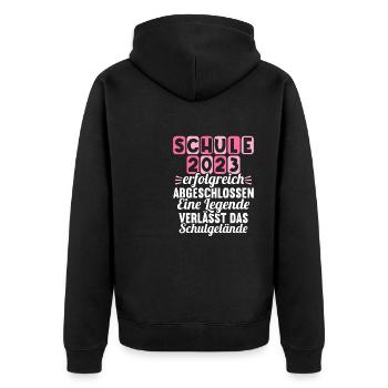 Eine Legende verlässt das Gelände Realschule 2023 - Unisex Premium Bio Zip Hoodie - Schwarz - Hinten - Nico (187cm)