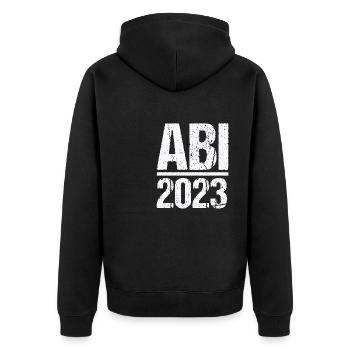 Abitur Gymnasium Damen und Herren Abi 2023 - Unisex Premium Bio Zip Hoodie - Schwarz - Hinten - Nico (187cm)