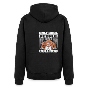 Only cool people have a english bulldog - Unisex Premium Bio Zip Hoodie - Schwarz - Hinten - Nico (187cm)
