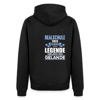 Eine Legende verlässt das Gelände Realschule 2023 - Unisex Premium Bio Zip Hoodie - Schwarz - Hinten - Nico (187cm)